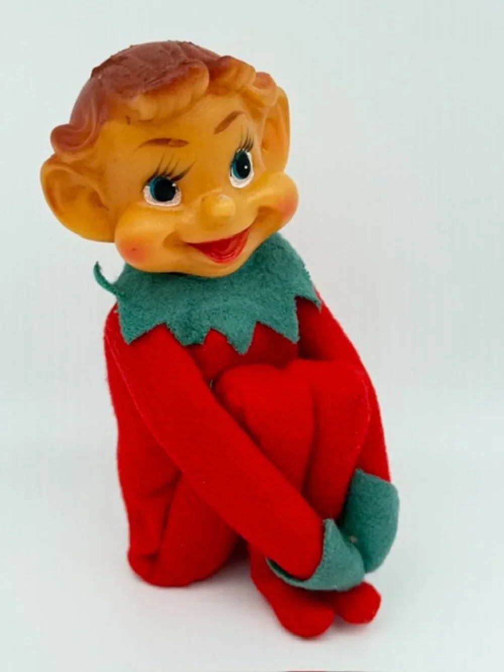 Vintage Pixie Elf Knee Hugger Shelf Sitter Christmas Figure Ornament 4.75
